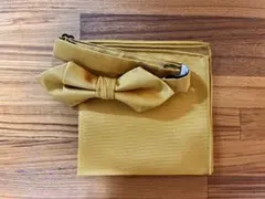 蝶ネクタイ ポケットチーフ セット イエロー・ゴールド