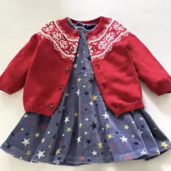プチバトー　赤いニットカーディガン　星柄ワンピース　まとめ売り