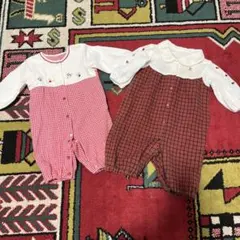 ファミリアfamiliarチェックカバーオール 2点セットロンパース50-60