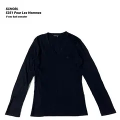極上 SCHORL 5351 刺繍ロゴ 薄手 Vネック ニットセーター