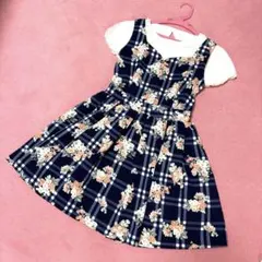 ★美品！★CECIL ＭcBEE★セシルマクビー★花柄ワンピース★紺系★M