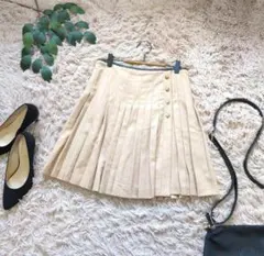 5732✾トミーヒルフィガー✾プリーツラップスカート【4】ひざ丈/ミニ/金ボタン