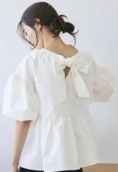 cocaパリフワバックリボンブラウス　ホワイト　L