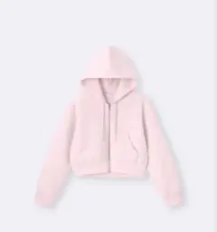 GU パフスウェットフルジップパーカー ピンク M