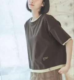 ニコアンド　レイヤーライクTシャツ　ブラウン　Lのサムネイル