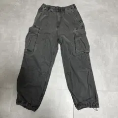 GU デニムスーパーワイドカーゴパンツ08ダークグレー