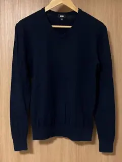 美品 ユニクロ カシミヤ セーター ニット Vネック ネイビー 希少