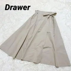 Drawer ドゥロワー リボン付ラップ風フレアスカート ベージュ 38のサムネイル