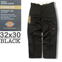 新品 32x30 ブラック DICKIES ダブルニー LOOSE FIT