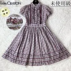 3未使用級！　ロイスクレヨン　バラ柄　アンティーク　フリル　フレア　ワンピース