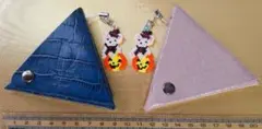 本革三角コインケース 2個セット お揃い ハロウィンチャーム付き