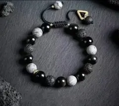 天然溶岩石 天然石 パワーストーン ブレスレット ブラック 厄除け お守り
