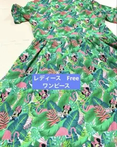 ミニー　ベビードール　ディズニー　アロハ　リゾート　ワンピース　総柄 フラミンゴのサムネイル