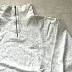 80s チャンピオン　ハーフジップラグランスウェット　霜降りグレー
