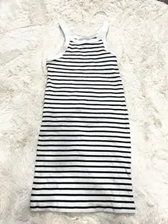 H&M ボーダー ワンピース M ミニ丈 ノースリーブ 白 黒