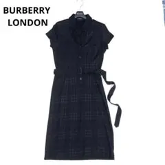 美品☆ バーバリー ロンドン メガチェックワンピース ジレ グレー