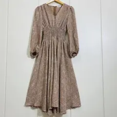 美品 Mila Owen ウエストシャーリングプリントワンピース