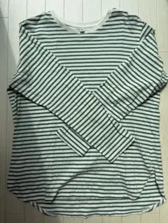 UNIQLO 緑と白のストライプ長袖Tシャツ XL