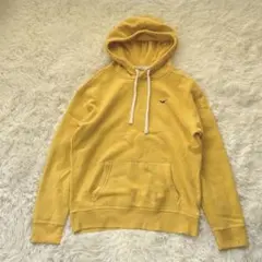 HOLLISTER〔M〕裏起毛 パーカー ロゴ刺繍 プルオーバー イエロー