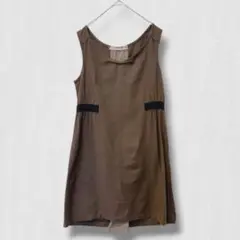 .BLANC basque ノースリーブワンピース 38 リネン ブラウン　茶色のサムネイル