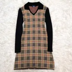【美品】バーバリーブルーレーベル☆ノバチェック　ジャガード　ニット　ワンピース
