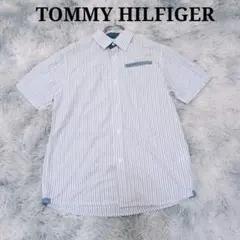 『TOMMY HILFIGER』 トミーヒルフィガー ストライプシャツ 半袖 F