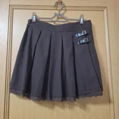 axes femme　ダークブラウン フリル付きキュロット　スカート