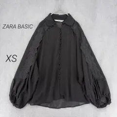 ザラ ベーシック/ブラウス/シアー/長袖/レース/黒/ゆったり/XS/のサムネイル