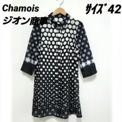 Chamois#ジオン商事#薄手透け感#水玉模様#五分袖チュニック#サイズ42のサムネイル