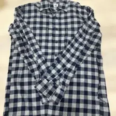 ネイビーグレー チェック柄 長袖シャツ　ユニクロ