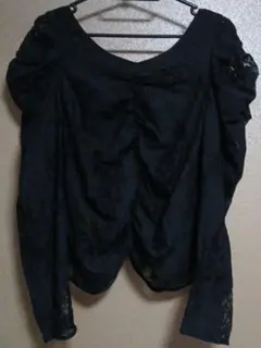 ブラック 長袖 レーストップス