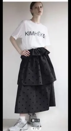 【美品】AMOMMAドット柄ティアードスカート ブラック