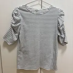 ストライプ パフスリーブ Tシャツ Lサイズ