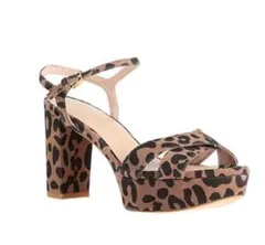 スチュワートワイツマン　レオパード　太ヒール　ストラップ　 サンダル