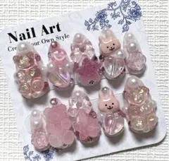 ネイルチップ 平成女児 Y2K ピンク ゴテゴテ ゆめかわ くま うさぎ ハート