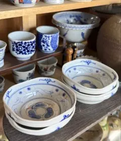 N-3 なます皿 7点 小鉢 染付 膾 伊万里 染付 漁師 向付 縁起 - メルカリ