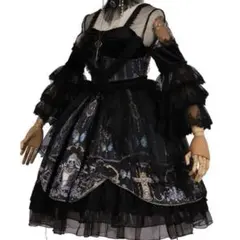 ゴスロリ ワンピース スケルトン 長袖 ロリータ ワンピース