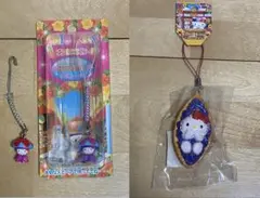 ハローキティ　ご当地　沖縄限定　国際通り　花笠　根付け　紅芋タルト　ストラップ