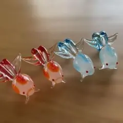 箸置き　金魚　ガラス製　ハンドメイド　４個セット　日本製