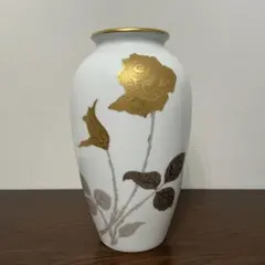 1097 深川製磁　芙蓉鉄仙花　花瓶　金彩　未使用 深川製磁 金彩芙蓉雀図花瓶 - メルカリ