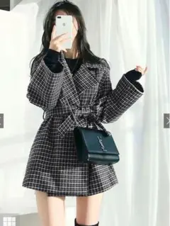 【GRL】千鳥柄コートベルト付きのサムネイル