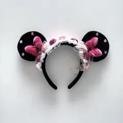 ミニー ピンク カチューシャ リボン ラインストーン 薔薇 ディズニーリゾート