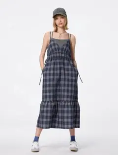 GU チェックキャミソールワンピース
