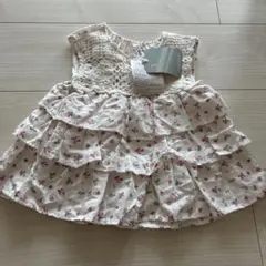 新品 しまむら juo ノースリーブティアードトップス　小花柄　かぎ編みレース