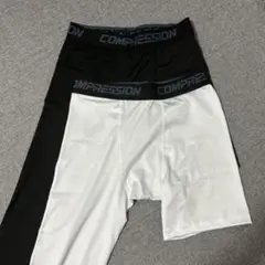 コンプレッションタイツ ブラック/ホワイト (2pcs)