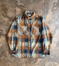 60s POWR-HOUSE パワーハウス マチ付き プリントネルシャツ