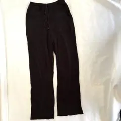 W CLOSETリブパンツ ブラック ワイドパンツ イージーパンツF