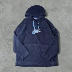 NIKE ナイキ 刺繍ロゴ センターロゴ プルオーバー フリースフーディ 紺