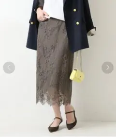 スピックアンドスパン　レース ロングタイトスカート カーキのサムネイル