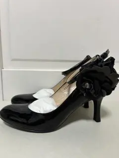 黒 花モチーフ ハイヒールパンプスのサムネイル